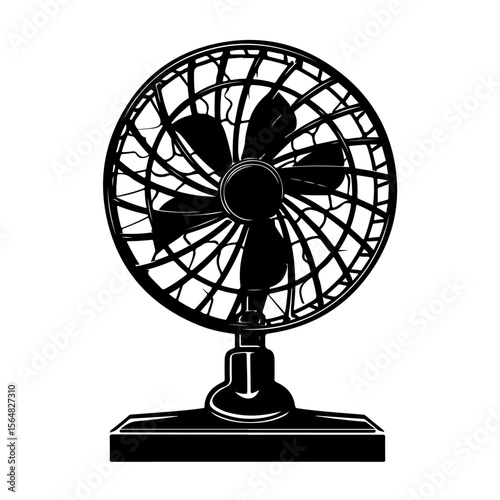 Table Fan Vector Silhouette Clipart White Background