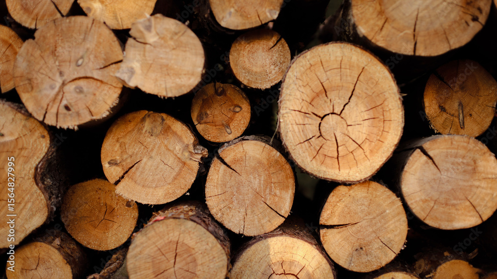 Naklejka premium wooden beams, wooden logs, wood texture, wood grain, wood surface