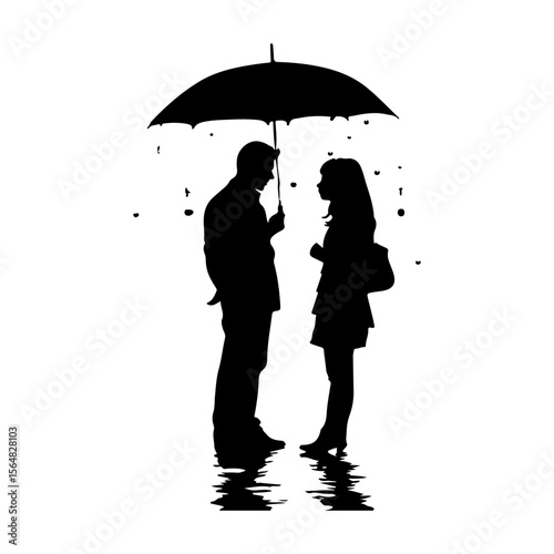 Umbrella Silhouettes Simple Clipart White Background