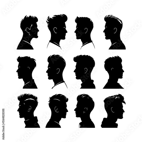 Man Hairstyle Silhouettes Set for Designers