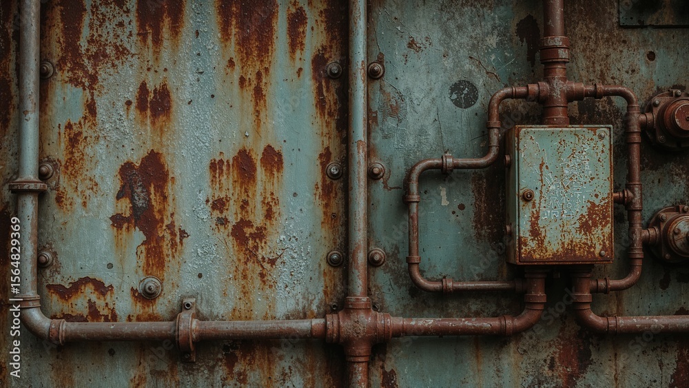Rusted industrial metal panel with bolts and pipes Rusted industrial metal panel with bolts and pipes
