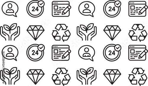 customer service availability ecofriendly blogging icons