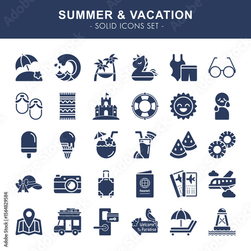Summer & Vacation - solid icons set
