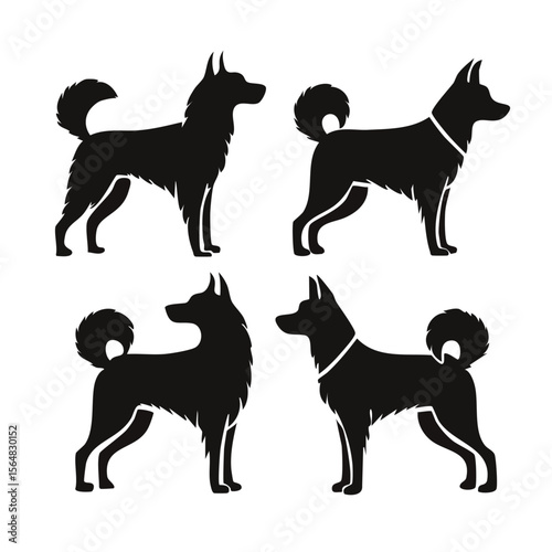 Clean Minimal Animal Pack - 4 Dogs in Stylized Silhouette Form