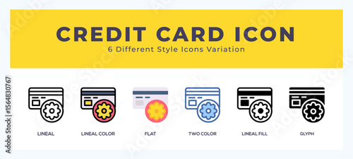 Credit card icon in different style vector illustration.