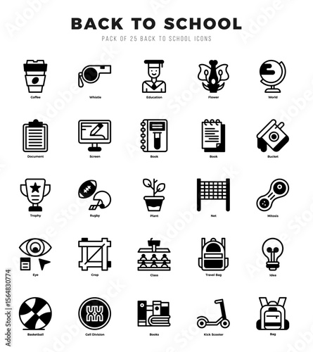 Set of Back To School icons. Vector Illustration.