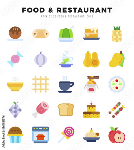 Food and Restaurant Icons bundle. Flat style Icons. Vector illustration.