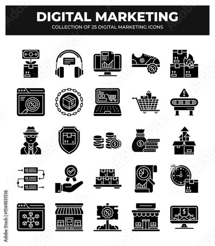 Collection of 25 Digital Marketing Icons: Boost Your Online Business