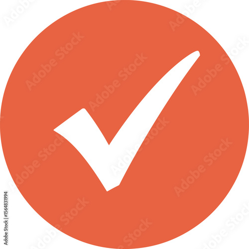 White check mark symbol inside a solid orange circle graphic tick