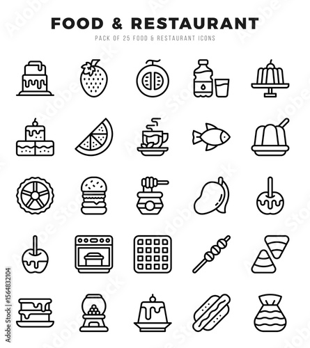 Food and Restaurant web icons in Lineal style.