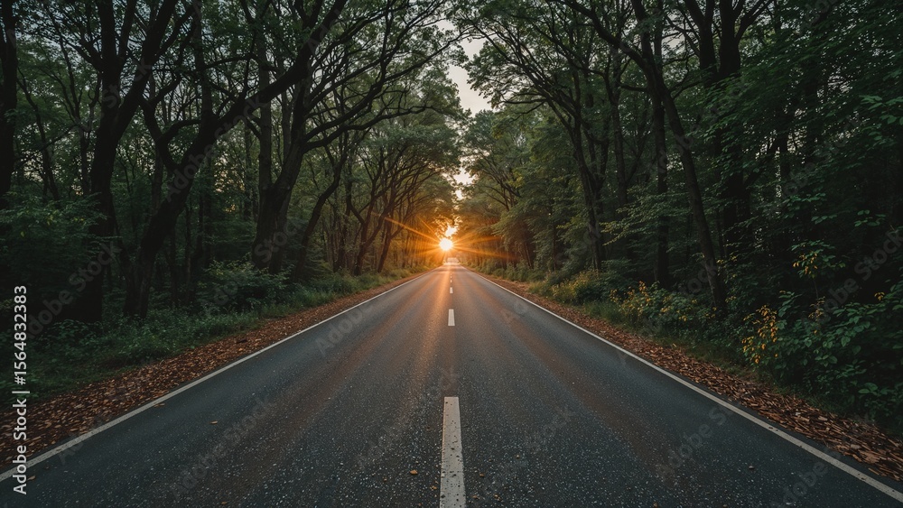 Fototapeta premium New year 2025 journey through nature's sunset road