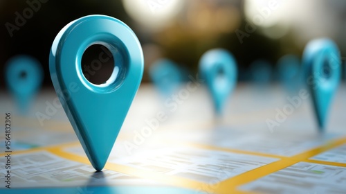 High-quality photo of blue location symbol pin icon sign or navigation locator map travel gps direction pointer and marker place position point design element on route graphic road.