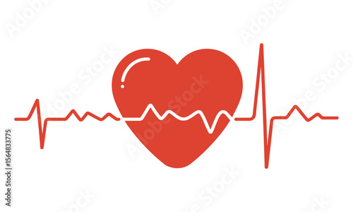 Minimalist vector design, single line heartbeat with two hearts, simple hand drawn art illustration

