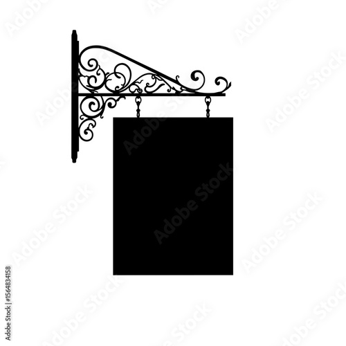 Decorative Wall Sign Holder with an empty sign on a transparent background