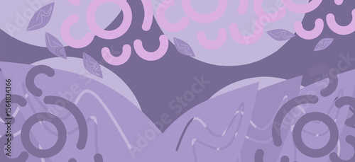 Seamless pattern with abstract shapes in purple colors. 