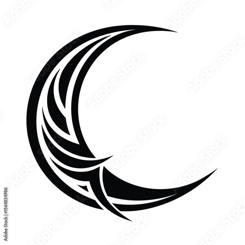 Abstract crescent moon tribal tattoo design silhouette vector illustration