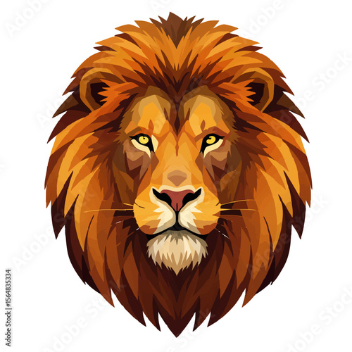 Majestic Lion Head Geometric Vector Illustration, Powerful Animal Design