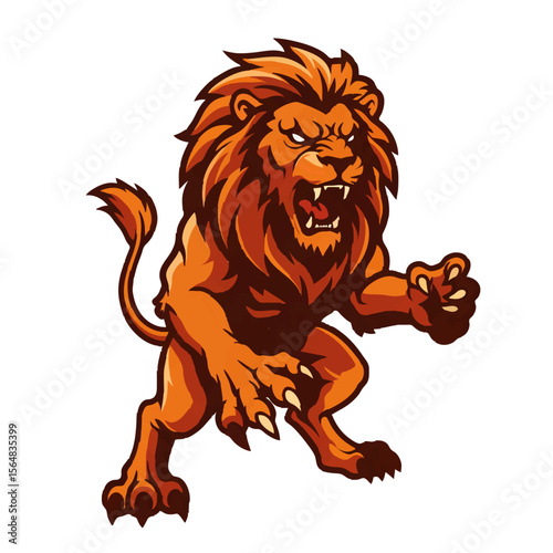 Aggressive Roaring Lion Mascot Illustration Graphic