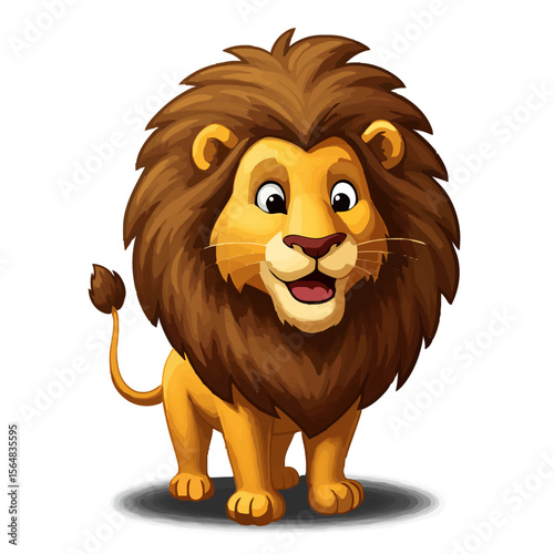 Cute Cartoon Lion Character Standing Illustration