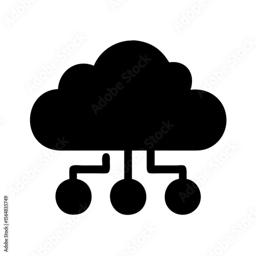 Cloud computing network diagram for data storage and backup with connected nodes icon vector