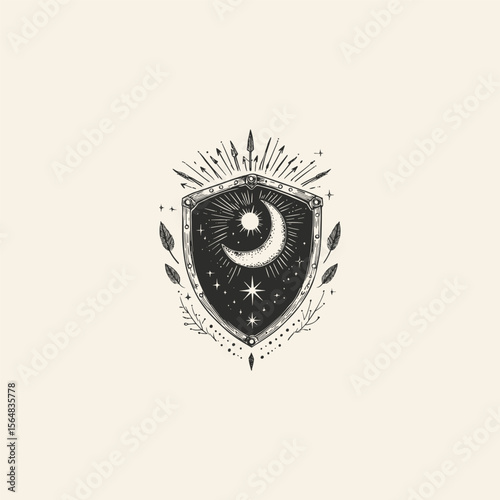Mystic shield design vector template illustration