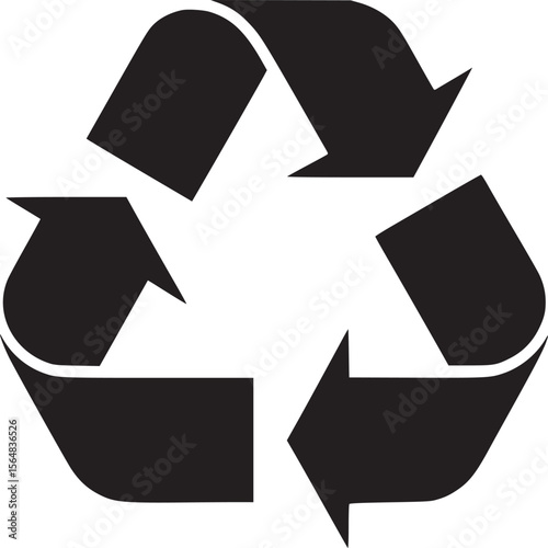 Recycling symbol vector graphic black and white recycle icon environmental protection sustainability concept on transparent background