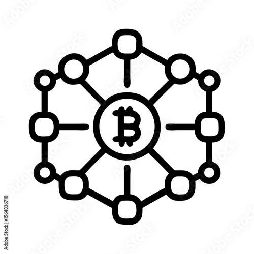 Bitcoin blockchain network icon vector illustration for cryptocurrency technology concept