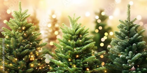 Decorated Christmas Trees Festive Holiday Season Lights