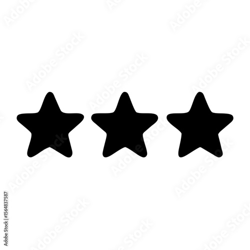 Three stars rating review feedback evaluation ranking customer satisfaction quality black shape