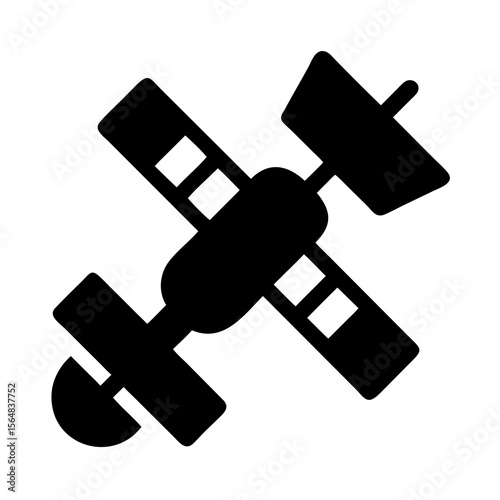 Satellite communication technology icon vector illustration space station antenna signal orbit system