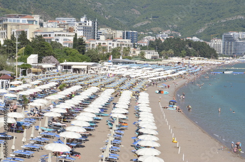 Beach with sun loungers
