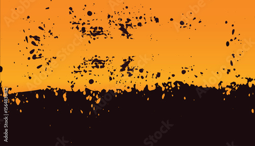 Abstract black and yellow background brush design, vector illustration.