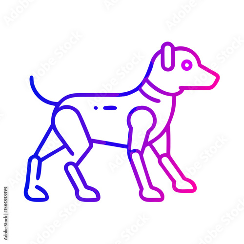 Robotic dog illustration with a modern design in pink and blue  