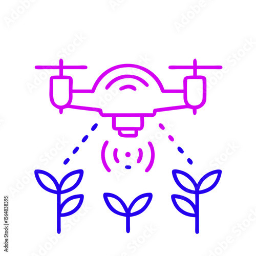 Drone analyzing plants with sensors in modern agricultural setting  