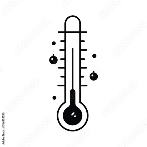 Thermometer with temperature measurement silhouette vector illustration