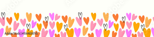 Cute hand drawn hearts seamless pattern, great for Valentine's Day, Weddings, Mother's Day - textiles, banners, wallpapers, backgrounds.