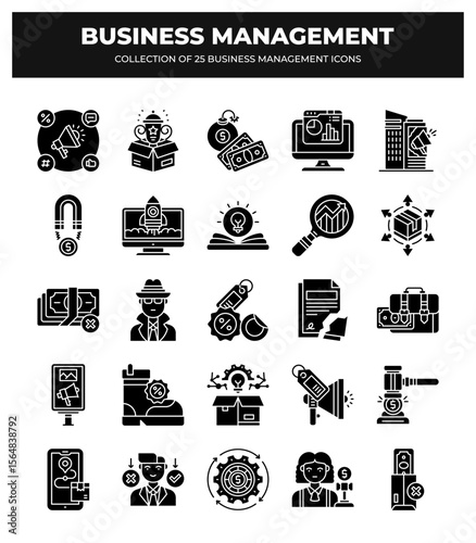 Collection of 25 Business Management Icons:  Visualizing Business Strategy. Marketing. and Financial Growth