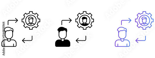 Employee Turnover Icon – Line, Glyph & Gradient Style

