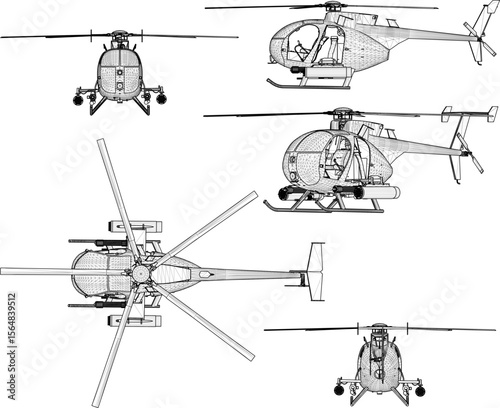 silhouette vector illustration of combat helicopter vehicle design with advanced and modern automatic weapons for air combat 