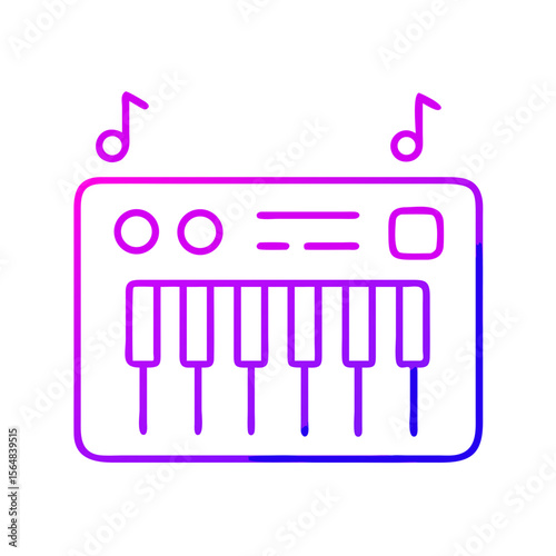 Digital keyboard with musical notes in vibrant color design  