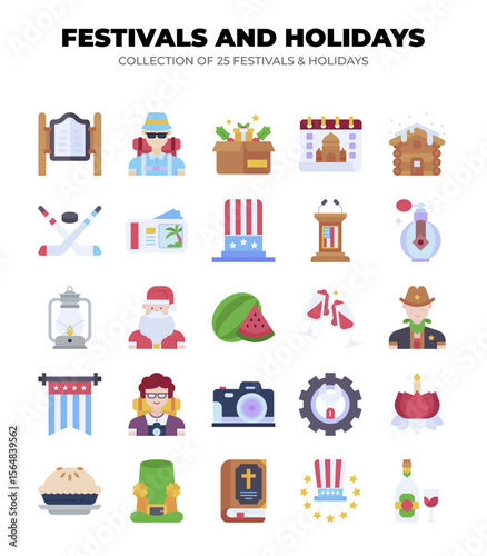 Collection of 25 Festivals and Holidays. A vibrant celebration of cultural events