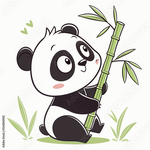 Charming Panda Bear with Sugarcane