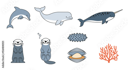 Vector illustration of llama, andean condor, rabbit, and flamingo animals, wildlife, and south american fauna