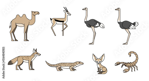 Vector illustration of african antelopes wildebeest and gazelle wildlife animals vector design graphic resource asset