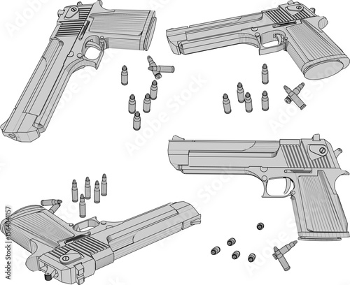 silhouette illustration vector design gun weapon for self defense tool