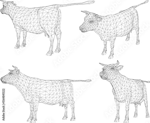 silhouette vector illustration design of farm cow animal for pet riding and meat stock 