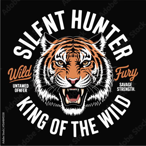 Fierce tiger silent hunter king of the wild with wild fury text
