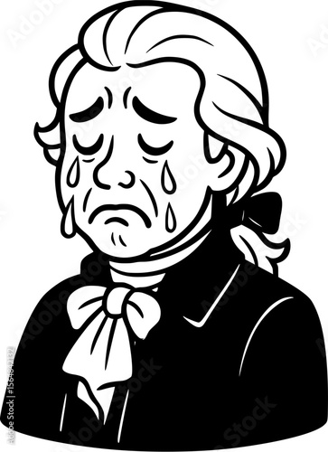 crying austrian composer of music, the virtuoso composer of timeless works, classical composer illustration, portrait, master of symphonies and operas, vienna, austria, Wolfgang Amadeus Mozart	