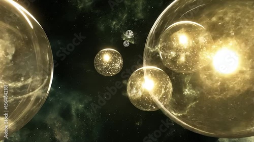 Golden spheres in cosmic nebula
