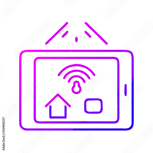 Smart home control panel with wireless symbol and icons  